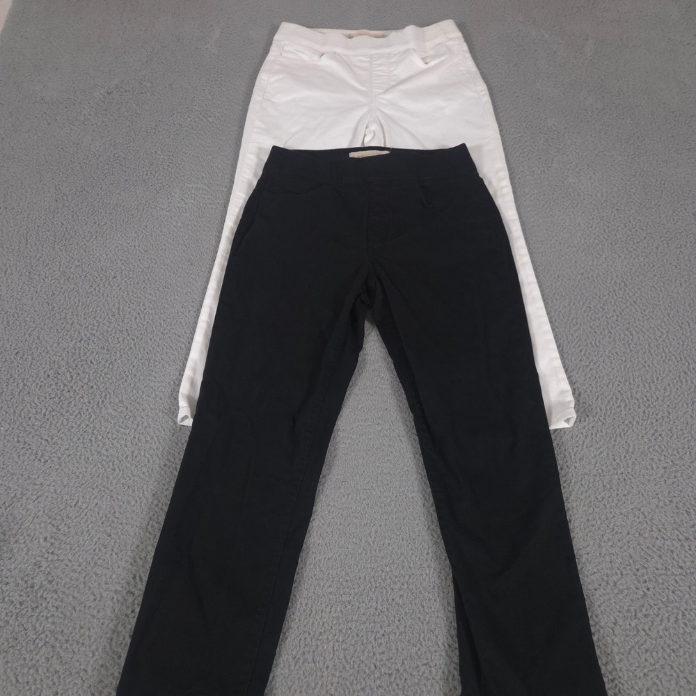 LOT OF 2 Soft Surroundings Pants Women S Black White Ultimate Denim Pull-On Crop
